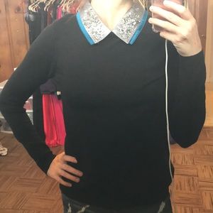 Black Nicole Miller sweater w/removable collar